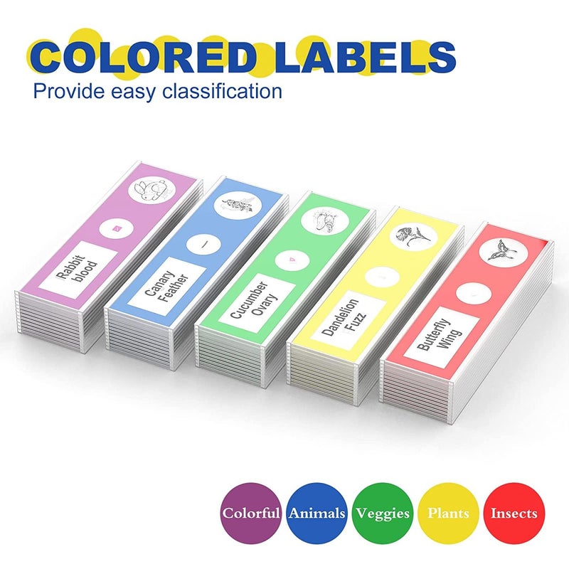 Jiusion 60Pcs Prepared Microscope Slides Specimen Animals Insects Plants Flowers Sample Biological Specimen, Stereo Microscope Slide for Kids Children Students Enlighten Education - Image 2